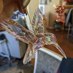 New Beautiful Peachy Iridescent Hummingbird Hanging Decor